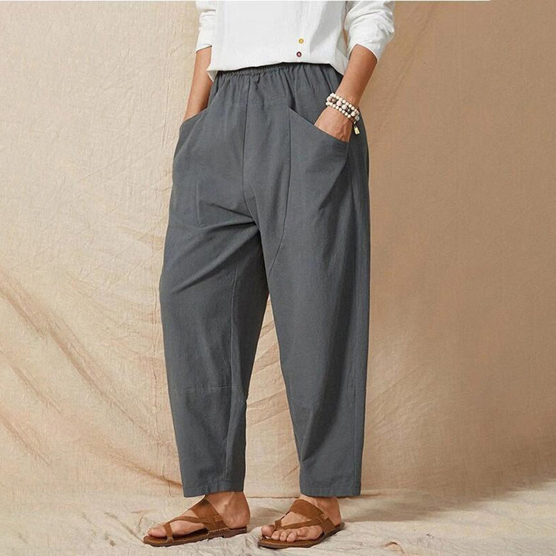 Solid Color Casual Trousers Gray best Best Sellings bottoms clothes pants Plus Size Sale Topseller