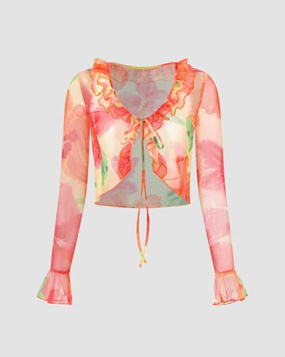 Flowering Blaze Tie Top