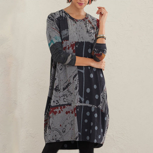 Abstract Print Vintage Dress