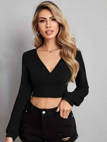 V Neck Crop Top Black clothes crop top crop tops Ship From Overseas shirt shirts X@Y@F