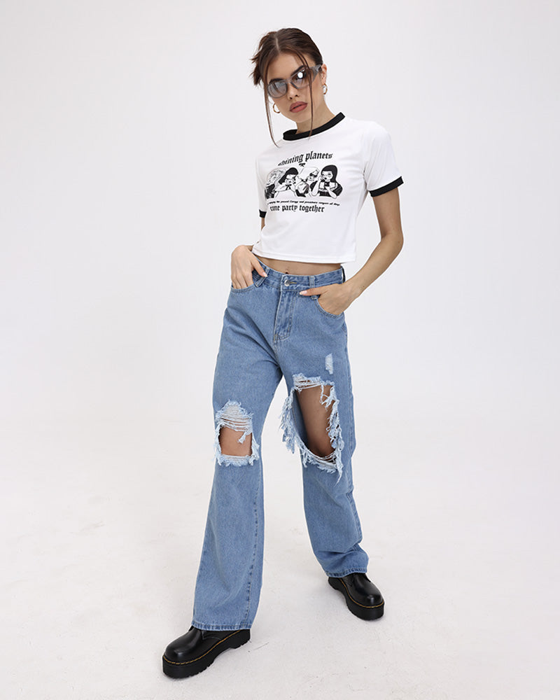 Cool Distressed Statement Jeans