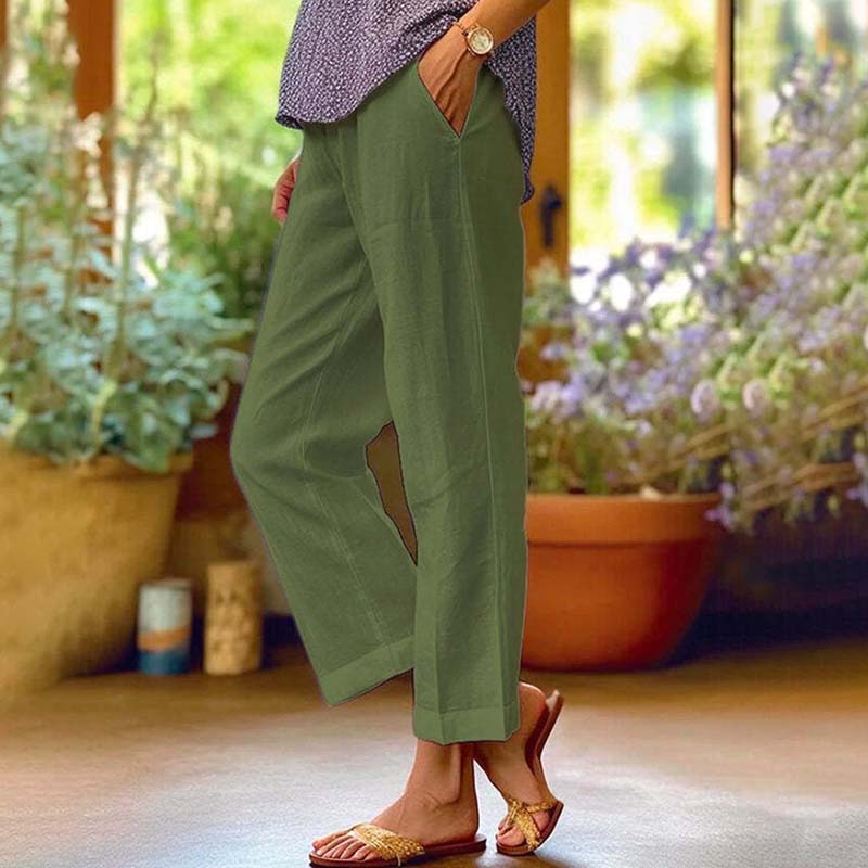 【Cotton And Linen】Casual Straight Trousers Army Green best Best Sellings bottoms clothes Cotton And Linen pants Plus Size Sale Topseller