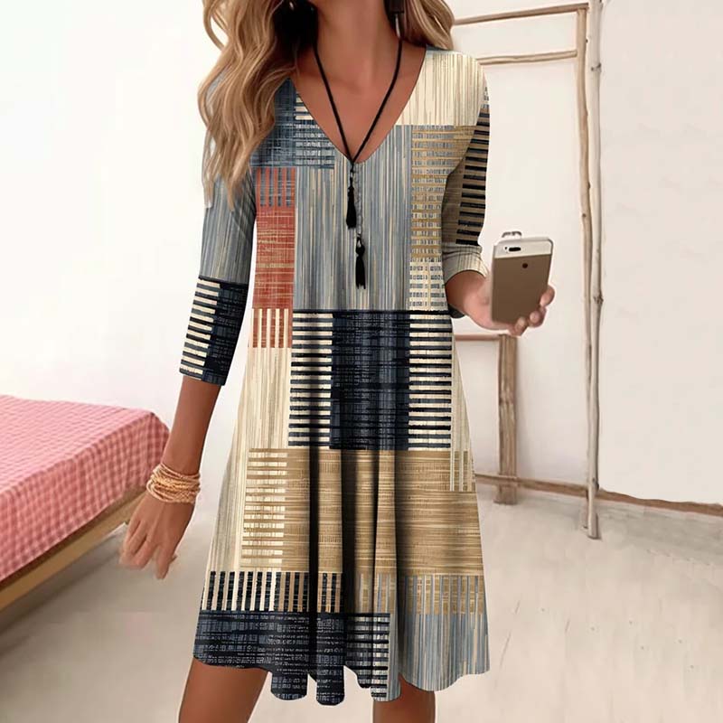 Vintage Colour Block Dress Multicolor 19.99 best Best Sellings casual dresses clothes Plus Size Sale short dresses Topseller