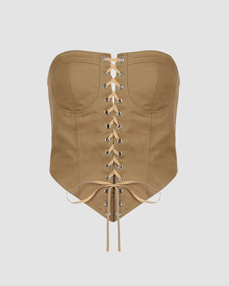 Shoestring Neutral Corset Top