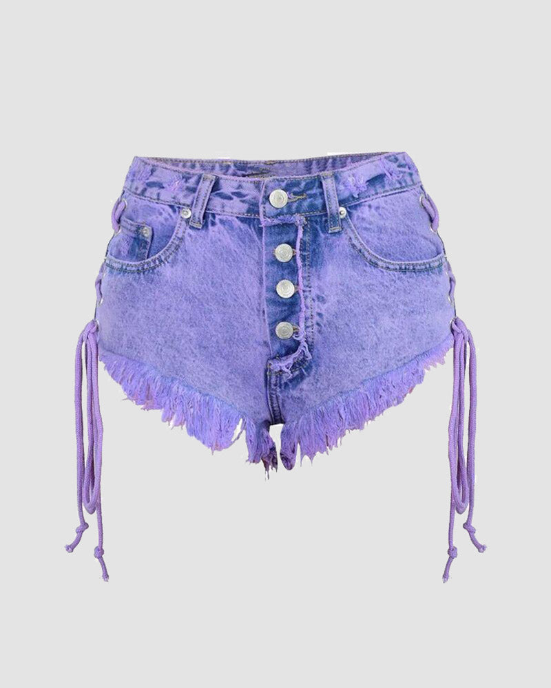 Distressed Acidic Shorts