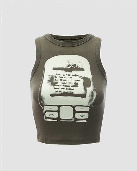 Retro Phone Imprint Tank Top