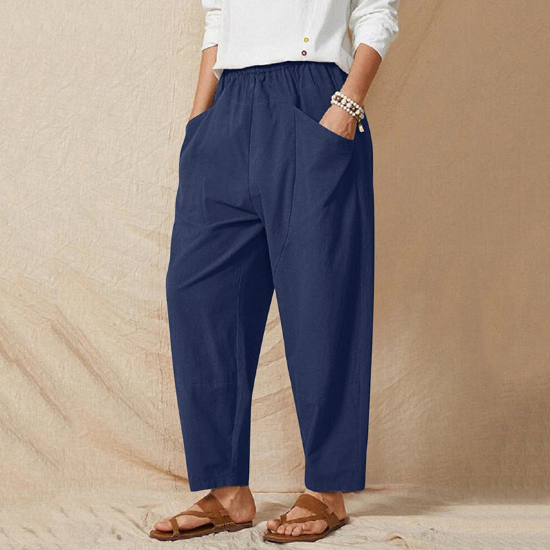 Solid Color Casual Trousers Blue best Best Sellings bottoms clothes pants Plus Size Sale Topseller