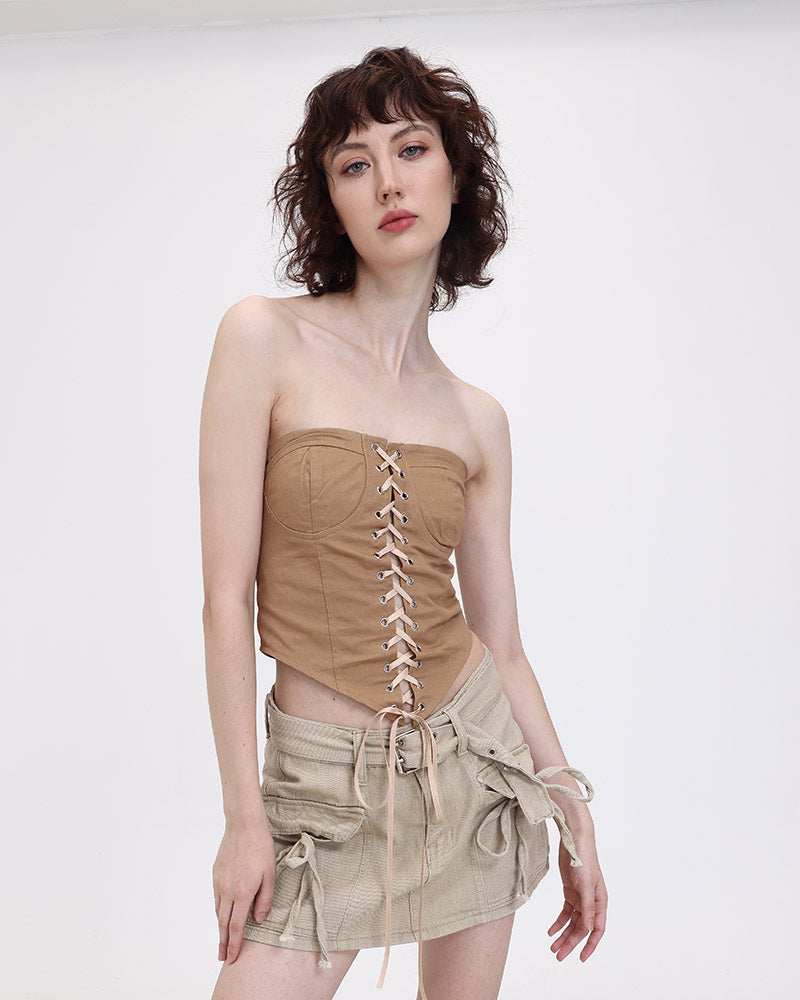 Shoestring Neutral Corset Top