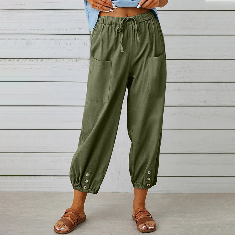 【Cotton And Linen】Casual Comfortable Trousers Army Green best Best Sellings bottoms clothes Cotton And Linen pants Sale Topseller