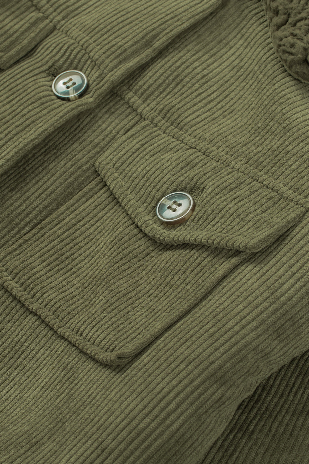 Green Corduroy Ribbed Shell Fleece Lining Jacket