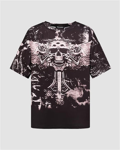 Umbriel Skull Grunge Graphic Oversized T-Shirt