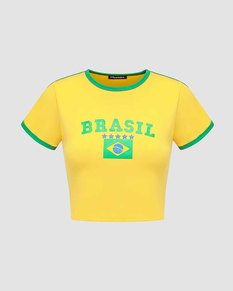 Brasil Cropped Raglan Sports Top