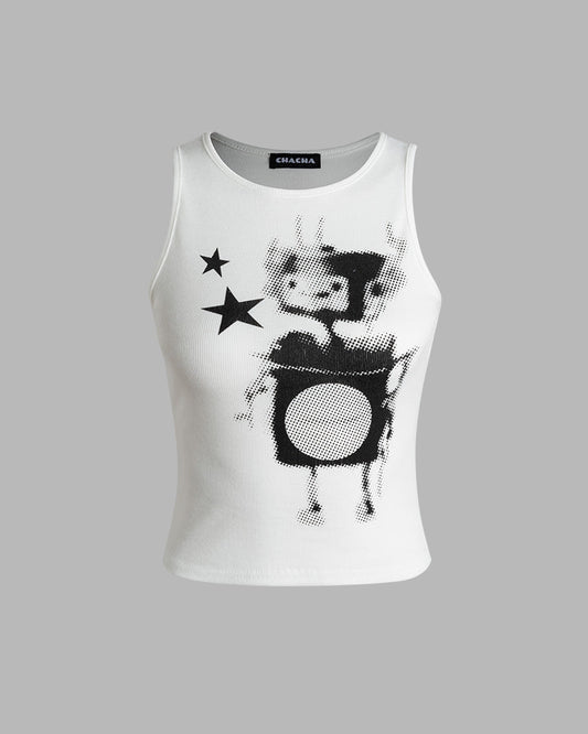 Skid Harley Graphic Robot Tank Top