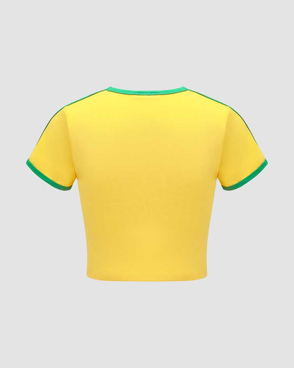 Brasil Cropped Raglan Sports Top