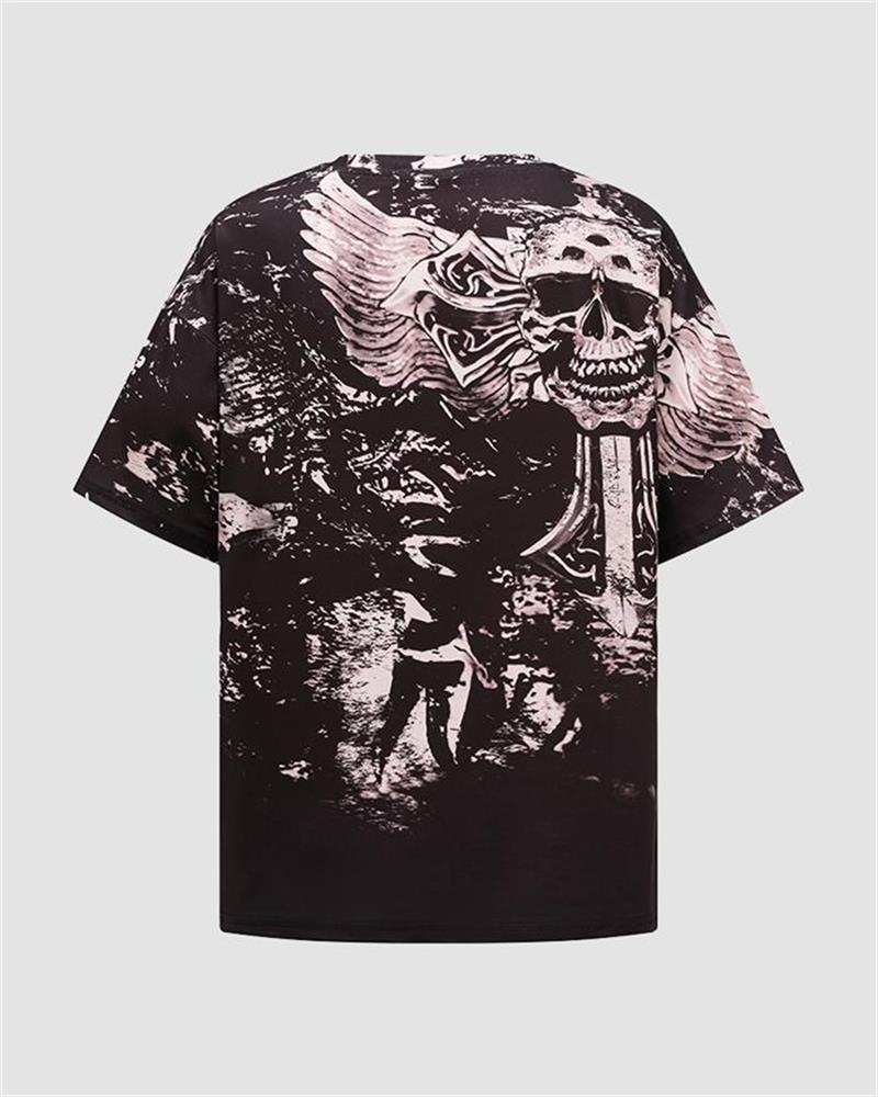 Umbriel Skull Grunge Graphic Oversized T-Shirt