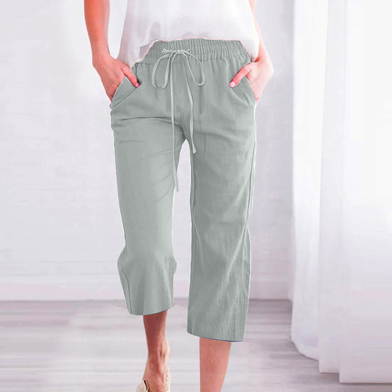 【Cotton And Linen】Solid Color Casual Pants Light Green best Best Sellings bottoms clothes Cotton And Linen pants Plus Size Sale Topseller