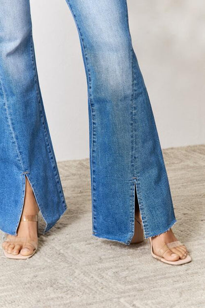 BAYEAS Slit Flare Blue Jeans