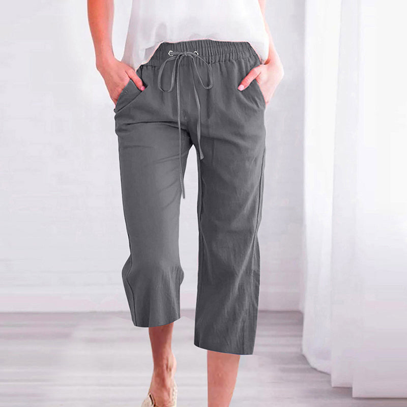 【Cotton And Linen】Solid Color Casual Pants Dark Gray best Best Sellings bottoms clothes Cotton And Linen pants Plus Size Sale Topseller