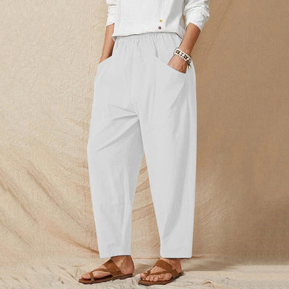 Solid Color Casual Trousers White best Best Sellings bottoms clothes pants Plus Size Sale Topseller