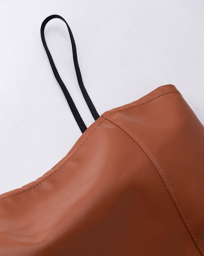 PU Leather Umber Cami Top