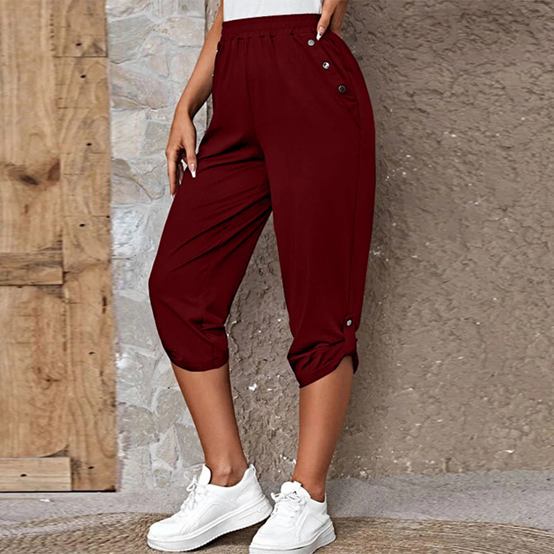 Casual Elastic Waist Trousers