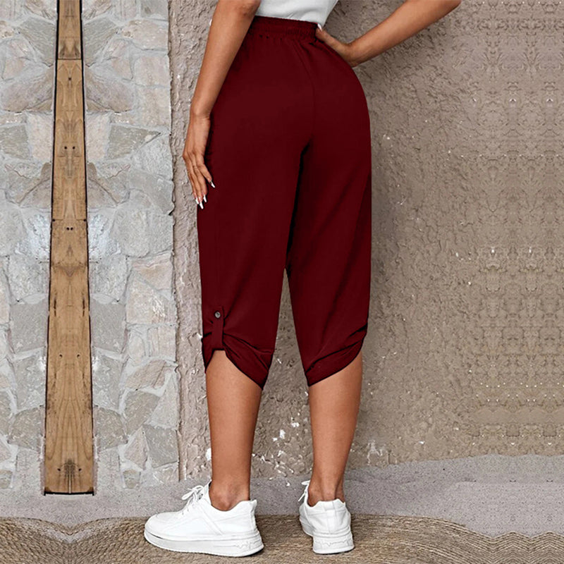 Casual Elastic Waist Trousers