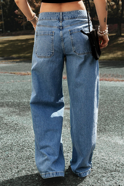 Light Blue Drop Waist Wide Leg Oversized Baggy Jeans