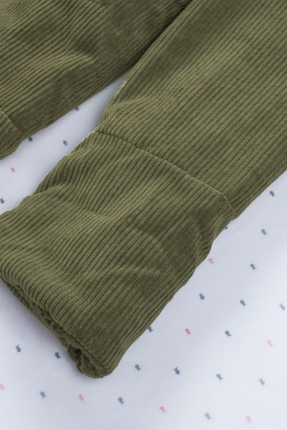 Green Corduroy Ribbed Shell Fleece Lining Jacket