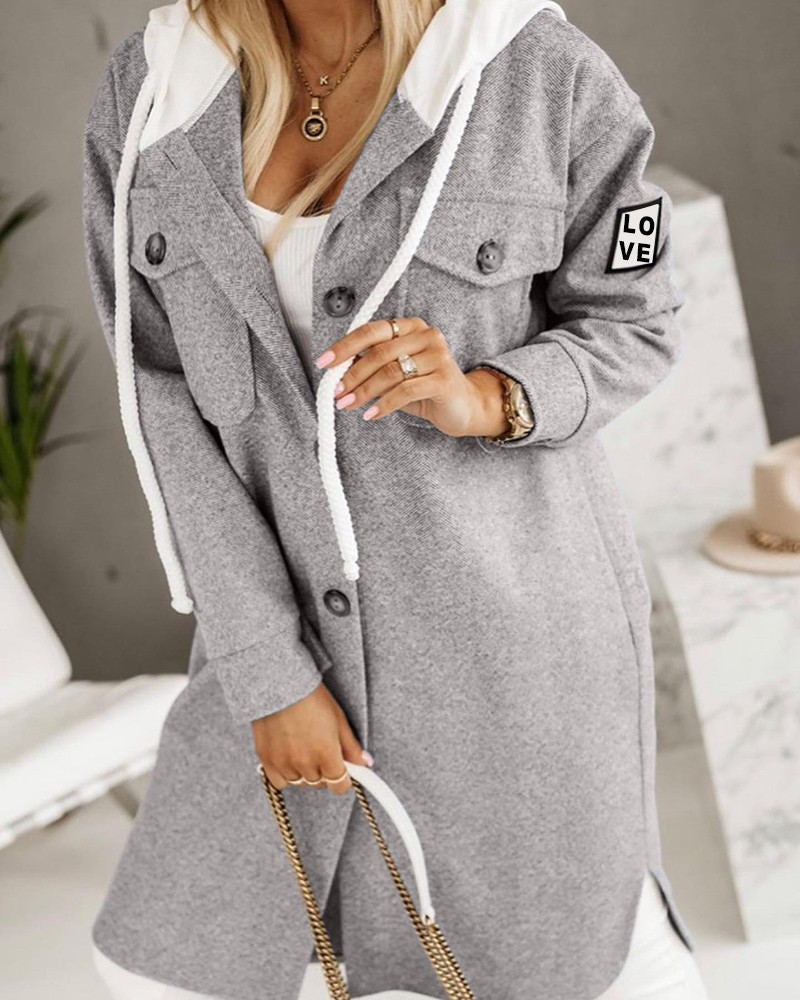 Gray Woolen Coat With Hood Grey 2023 f/w 23BF clothes jackets & coats spring Tops/Blouses