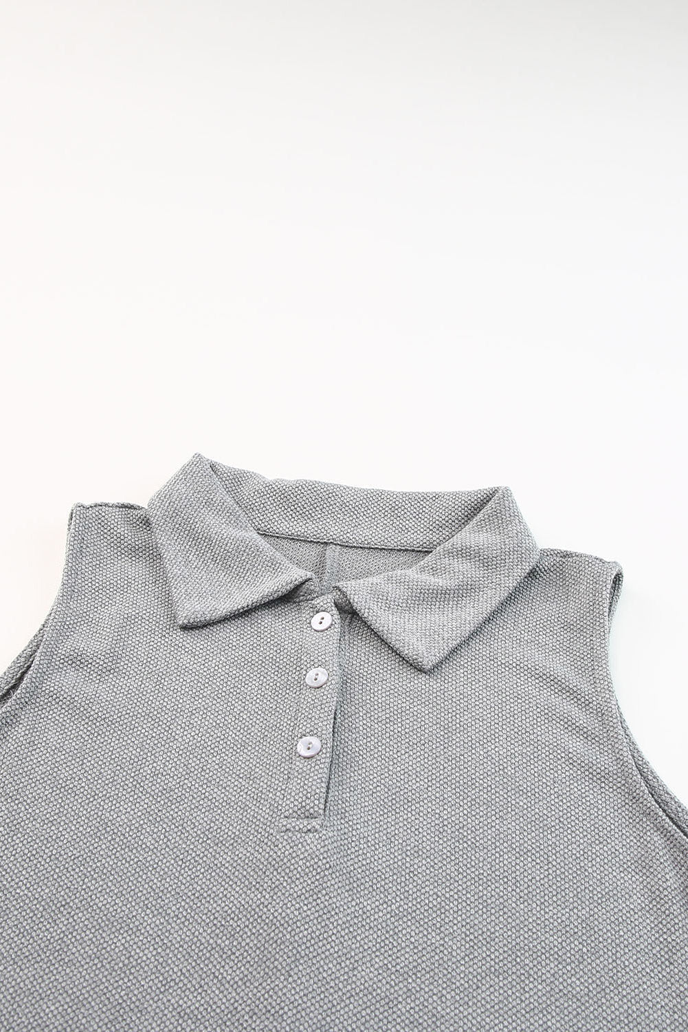 Gray Button Collared Sleeveless Polo Dress