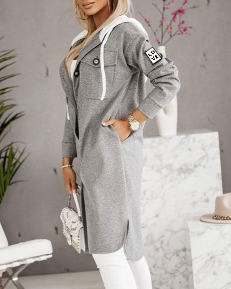 Gray Woolen Coat With Hood