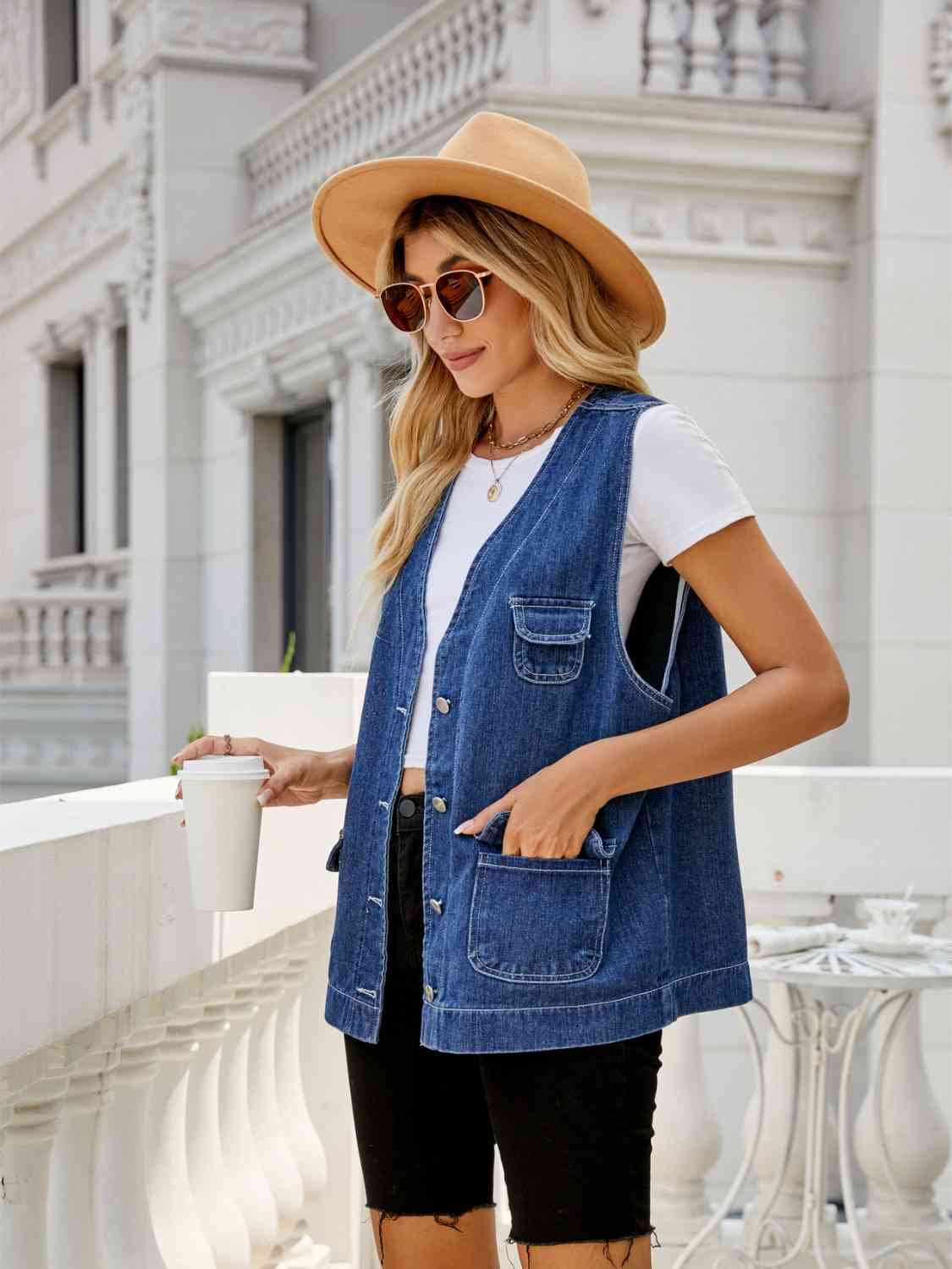 Button Down Denim Vest