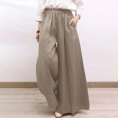 【Cotton And Linen】Casual Wide Leg Trousers Khaki best Best Sellings bottoms clothes Cotton And Linen pants Plus Size Sale Topseller