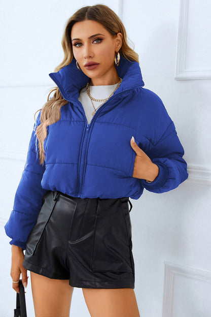 Zip-Up Winter Coat with Pockets Royal Blue clothes jacket puffy jacket R.T.S.C Ship From Overseas Shipping Delay 09/29/2023 - 10/03/2023