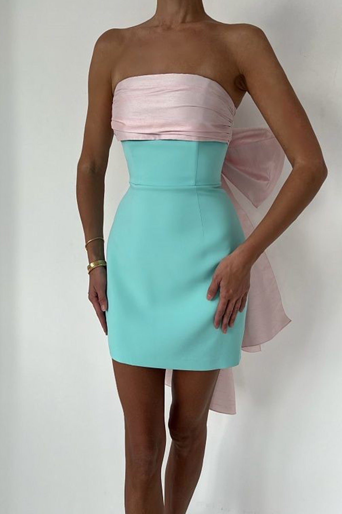 Back Bow Strapless Mini Dress