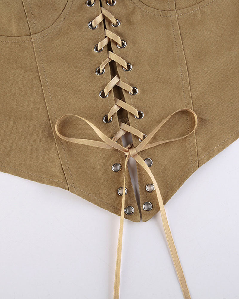 Shoestring Neutral Corset Top