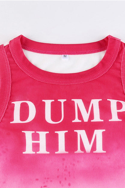 Dump Him Letter Print Gradient Racerback Tank Top