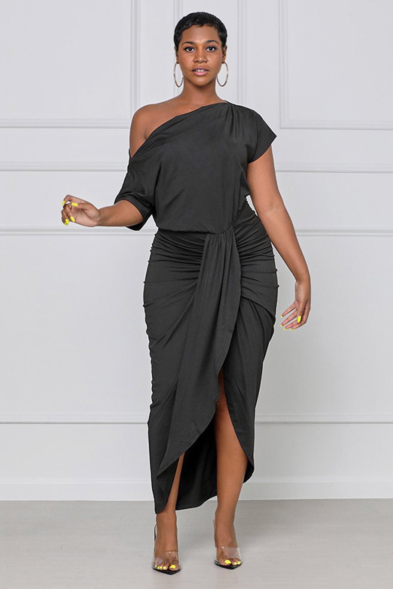 Elegant One-shoulder Pleated Dress