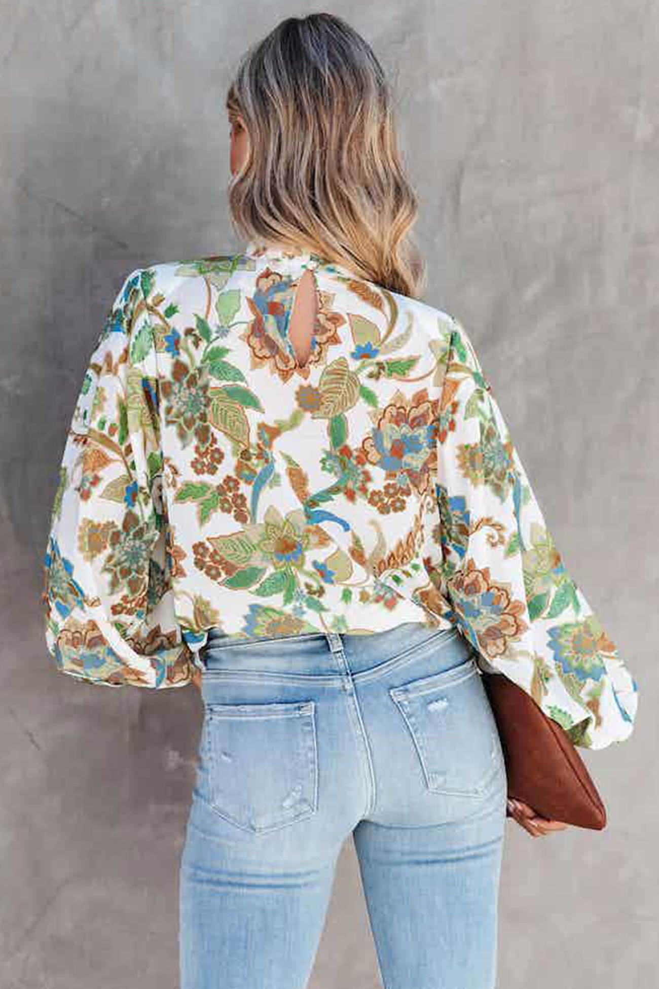 Floral Balloon Sleeve Blouse