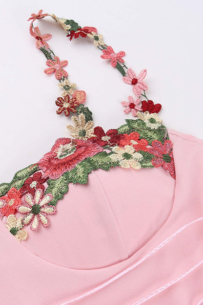 Floral Embroidery Strappy Dress