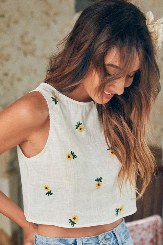 Floral Embroidery Tank Top