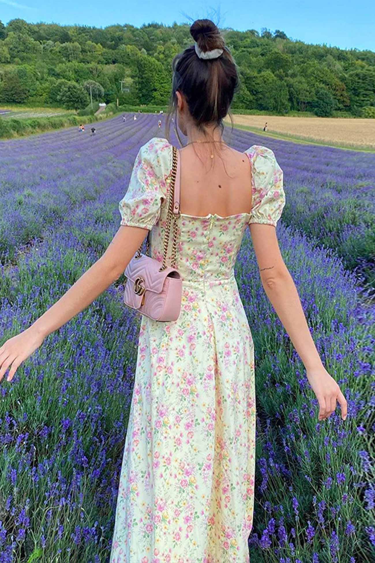 Floral Print Backless Corset Maxi Dress