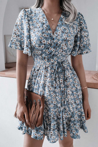 Floral Print Chiffon Mini Dress