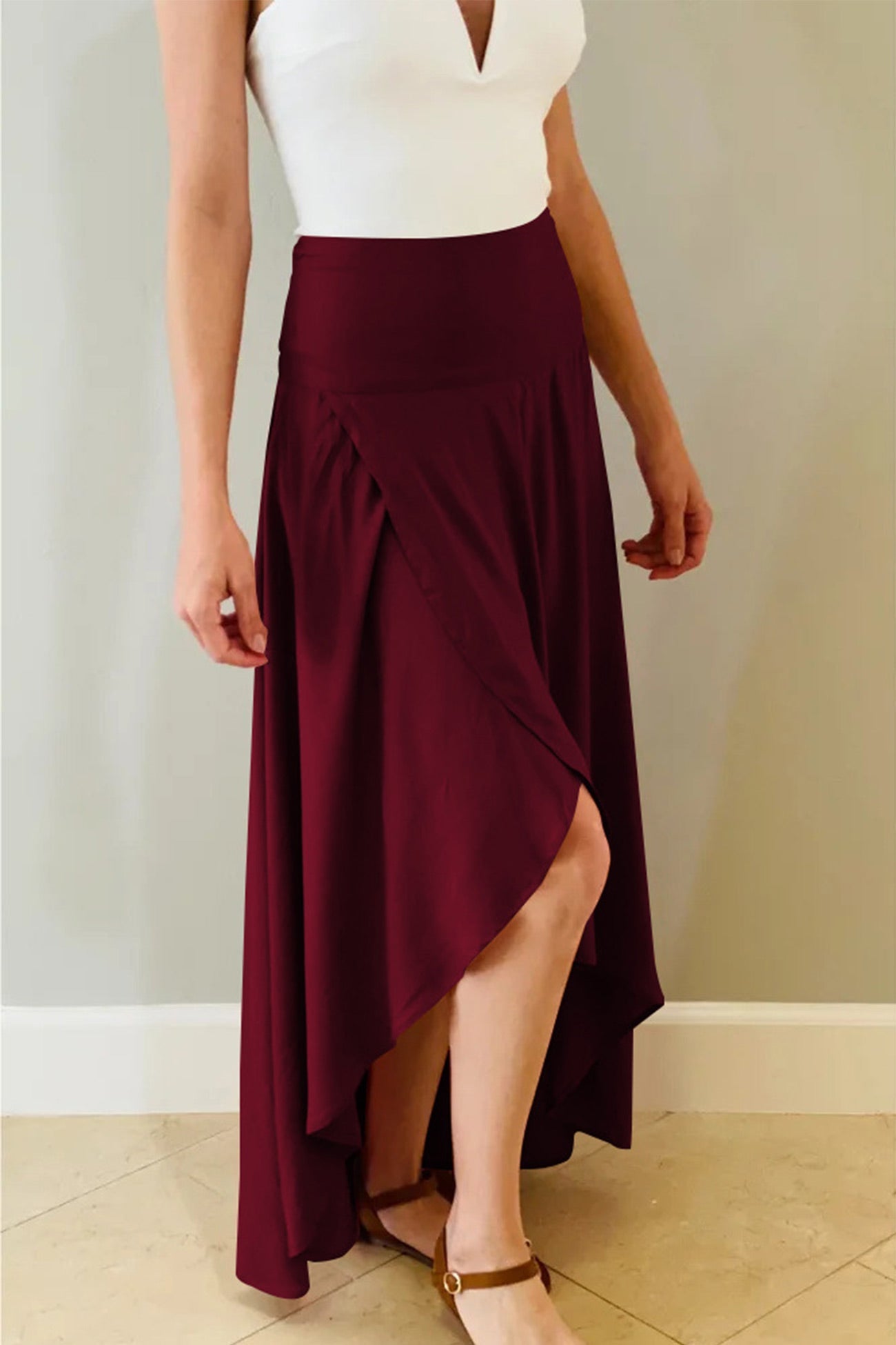 Flounces Irregular Midi Skirt