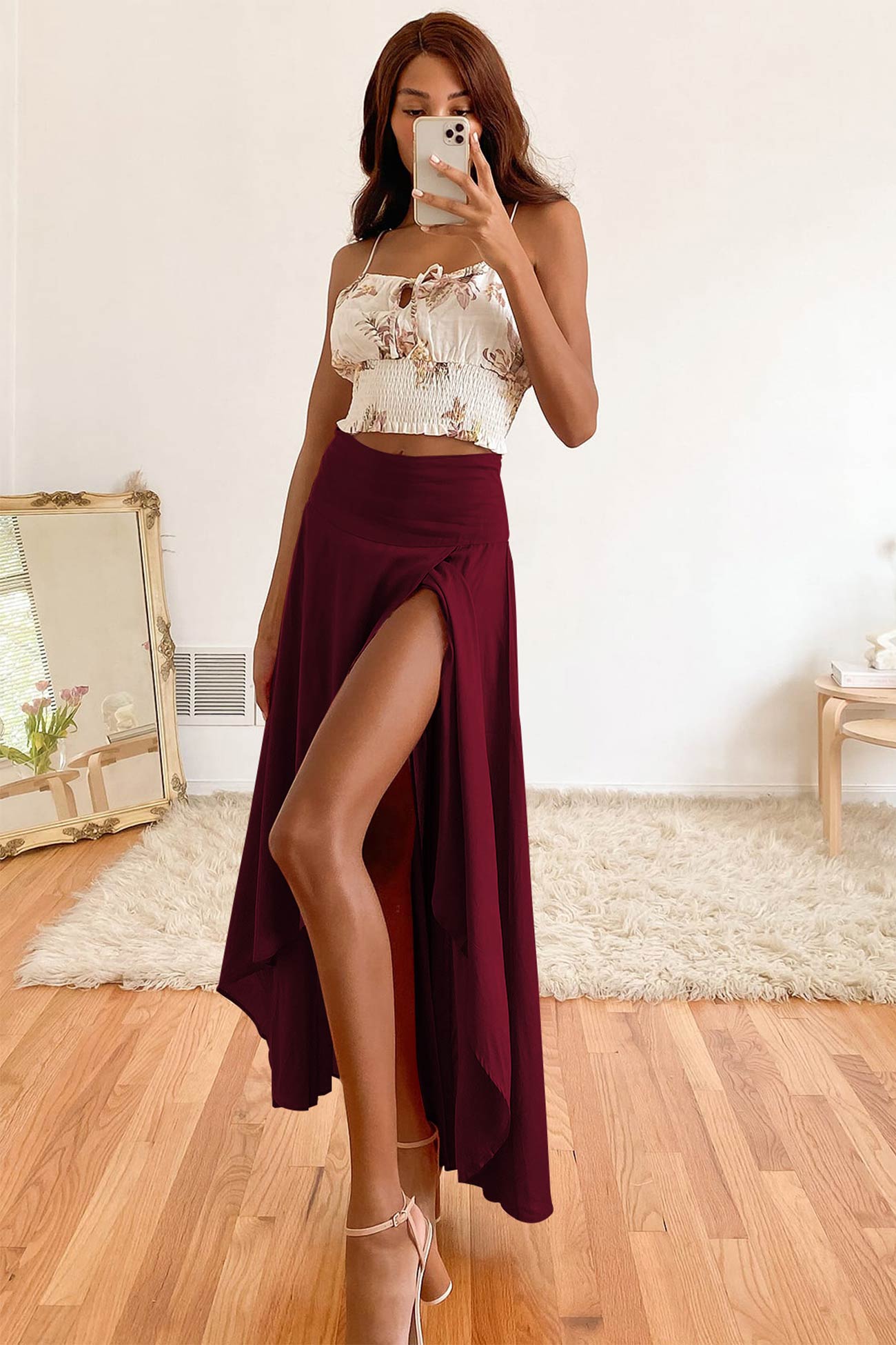 Flounces Irregular Midi Skirt