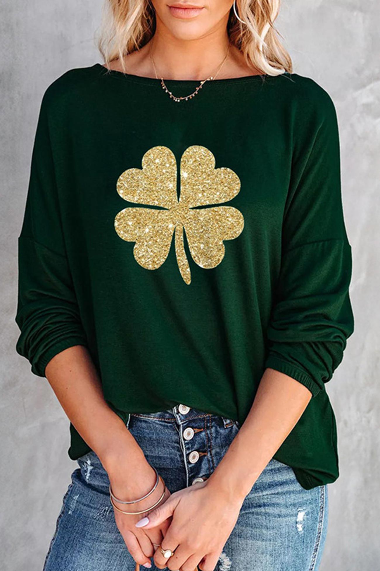 Green Clover Lucky Pullover