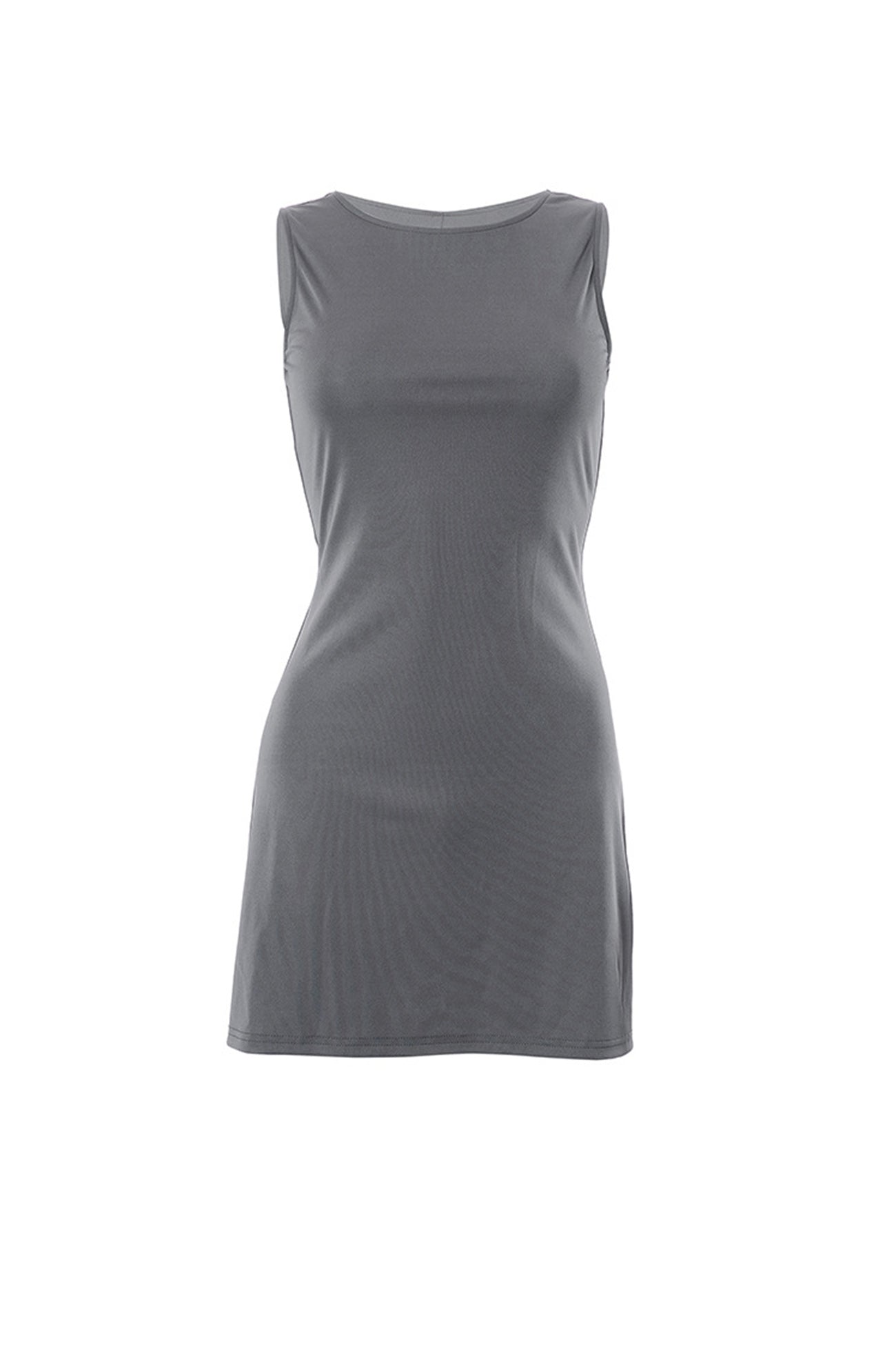 Grey Crew Neck Pack Hip Tank Dress