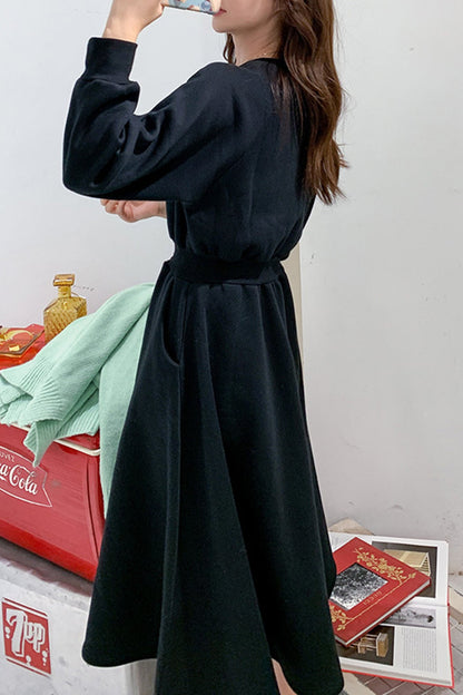 High Elastic Waist Sweatshirt Dress