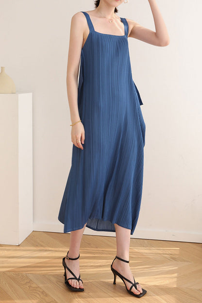 Loose Irregular Pleated Overall Dress