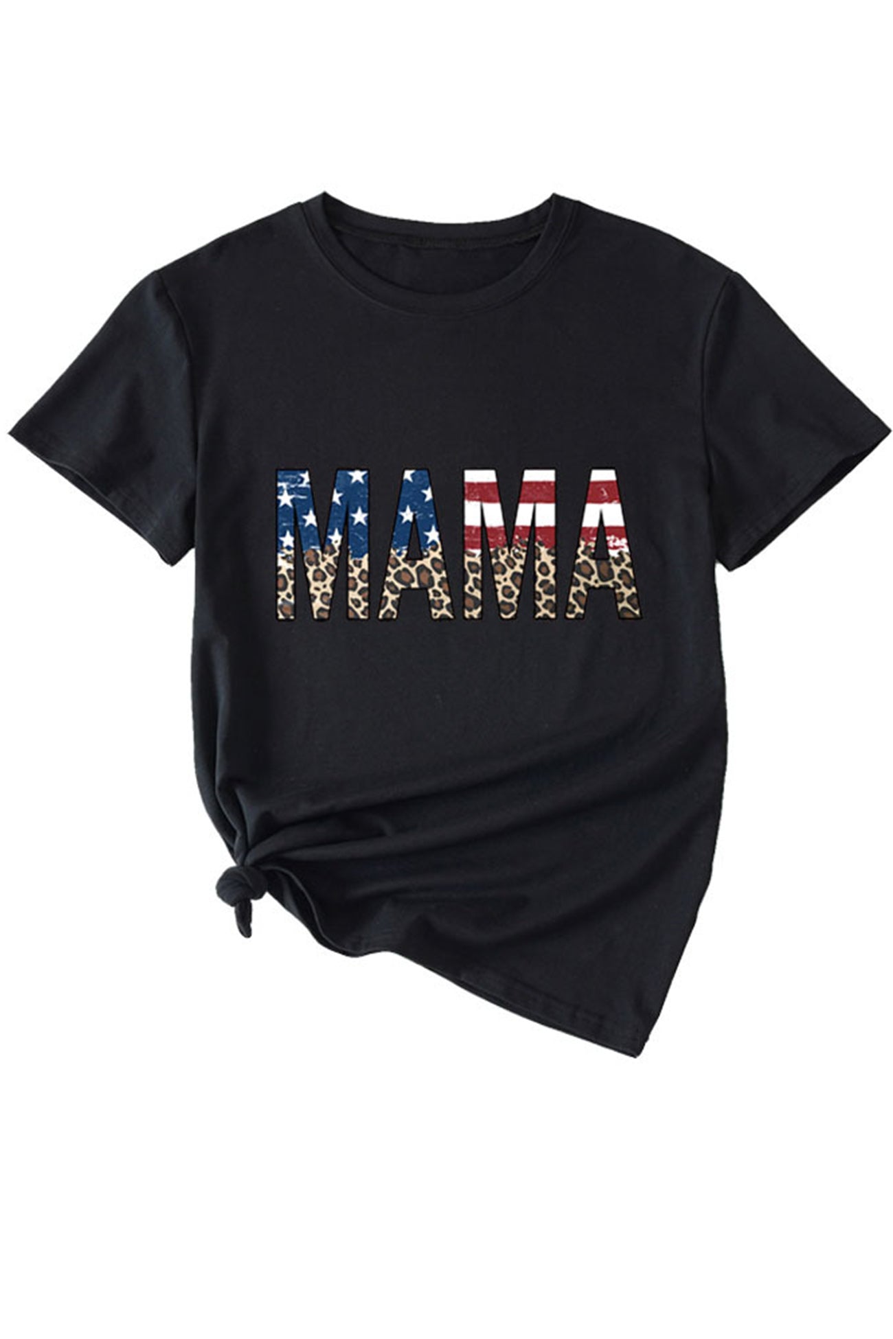 MAMA Flag Leopard Print T-shirt